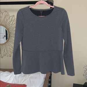 Ann Taylor size S peplum top gray long sleeve